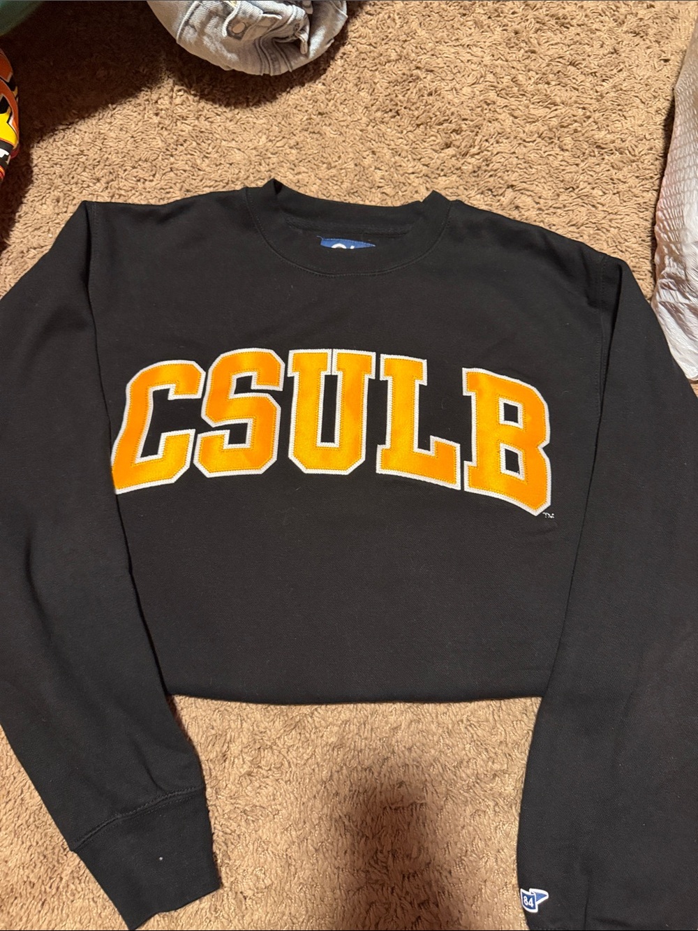Blue 84 Black Crewneck Sweatshirt with Gold CSULB Applique